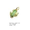 Vista detallada del colgante de cactus 10x14mm en cobre bañado en oro con esmalte verde - Forma de Cactus (16#)