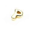 Gold plated letter P charm bead with a polished finish for DIY bracelets and necklaces - Letter P