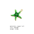 Detailed macro view of 15x17mm green enamel starfish pendant with copper gold-plated edges - Green Starfish Pendant