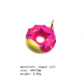 Detailed view of pink doughnut charm with colorful sprinkles and golden copper base - Rose Pink Donut
