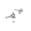 Macro detail of 7x13mm silver peg bail pendant caps for DIY jewelry making - Style B / Medium / Silver
