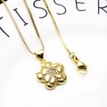 Vergulde bloemketting met zirkonia bloembladen en een klassieke box-ketting - Vijfbladige Bloem Strass Relief Halsketting (15)