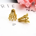 Golden trumpet flower bead cap with woven texture for DIY jewelry making 15x20mm - Woven Conical Style / 15x20mm