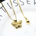 Gouden vlinder hanger ketting met bubbeltextuur aan box ketting met kreeftensluiting - Vlinder 3D Textuur Hanger Halsketting (16)