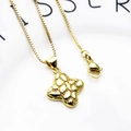 Gouden venetiaanse ketting met unieke 3D-reliëf klaver hanger en stevige karabijnsluiting - Klavertje Vier Relief Textuur Halsketting (17)