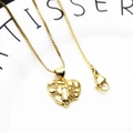 Gouden hartvormige hanger ketting met Maria-reliëf aan klassieke box-ketting - 20+Halsketting (Hart Relief Kettingset)