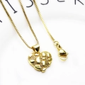 Vergulde hartvormige hanger met box-ketting en een getextureerd reliëf oppervlak - 21+Halsketting (Hart Textuur Kettingset)