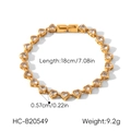 Detailed view of women's gold stainless steel heart-shaped zircon bracelet with dimensions - Heart-Cut Zirconia Pave Style(XZ-B20549) / Heart Diamond