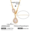 Vista dettagliata con dimensioni e materiali della collana in acciaio con zirconi. - Collana Oro Zirconia Goccia (JDN0312264)