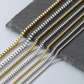 Minimalistische venezianische Ketten aus Titanstahl in Gold und Silber zum Layering - Nur Box-Kette (ohne Anhänger) / 2mm - 45cm / Stahlfarben