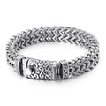 Bracelet lourd en acier titane pour homme avec chaîne d'os de dragon et fermoir argenté orné - Chaîne de Quille à Motif de Nuage (KB113828-BD) / 18cm / Argent