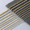 Vielfalt an gold- und silbernen Edelstahl-Kordelketten in verschiedenen Dicken. - Wasserwellenkette / 2.3MMx60CM / Gold