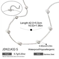 Detail view of silver stainless steel necklace with sparkling round cubic zirconia stones. - Silver Rhinestone Decorated Necklace (JDN21432-S)