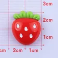 Breloque fraise 3D en résine brillante pour bricolage avec échelle de mesure - Fraise Rouge