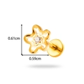 Gouden G23 titanium bloemvormige flat back stud earring met 0,61 cm x 0,59 cm maat - Vijfbladige Bloemvorm Stijl (T2586-5) / Goud