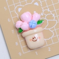 Miniatura in resina di tulipano rosa con vaso con faccina sorridente per fai-da-te - Grazioso Vaso Sorridente - Tulipano