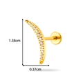 Gouden G23 titanium gebogen labret piercing met CZ steentjes en push-in platte achterkant - Halve Maan Inleg Strass Stijl (T2586-10) / Goud