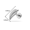Hoge kwaliteit G23 titanium blad-vormige labret stud, afmeting 0,94 cm x 0,39 cm - Bladvorm Stijl (T2586-7) / Zilver