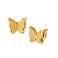 Detailansicht der 18K vergoldeten Schmetterling-Ohrringe mit strukturierter Sandoptik - Gold