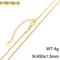Goldene Edelstahl-Kordelkette Halskette für Schmuck, 1,5 mm Breite, 4g Gewichtsdetail. - Seilkette (KN298245-GC)