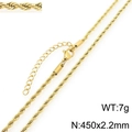 Robuste goldfarbene Seilkette aus Titanstahl für Damen und Herren, Gewicht 7g, 450x2,2mm - Seilkette (KN298247-GC)