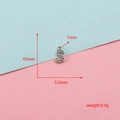 Vue rapprochée du pendentif en forme de lettre S en argent avec dimensions détaillées - Lettre S / Acier
