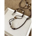 Vintage bohemian brown braided rope waist chain belt with decorative wooden beads - 25# Waist Chain