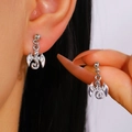 Boucles d'oreilles clous dragon volant argenté détaillées de style punk gothique - Couleur Or Blanc K (7025)