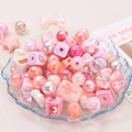 Bunte galvanisierte Acrylperlen-Set für DIY-Schmuck mit rosa Perlen- und Sternanhängern - Rosa
