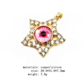 Star-shaped copper pendant with cubic zirconia and realistic evil eye detail - Pink