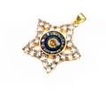 Star-shaped evil eye pendant with sparkling zircons in a polished gold finish - Rainbow