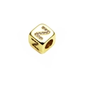 Macro detail of cube-shaped gold plated bead with micro-pave zircon letter Z design - 14k Gold Plated 6mm (2.5mm Hole) / Letter Z - Gold