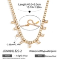 Detalle del collar de circonita en acero inoxidable dorado con dimensiones y peso - Cadena de Clavícula con Colgante de Circonia Rectangular (JDN0101320-2) / Dorado