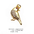 Detailed view of bird charm with white zircon inlay and dimensions 8.5x19x2.6mm - Bird with Inlaid Back (3#)