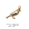 Macro detail of bird pendant with gold plating and cubic zirconia micro-inlay accents - Long-Billed Flying Bird (4#)