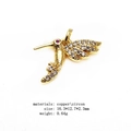 Macro view of gold hummingbird pendant with zircon inlay showing 16.3x12.7mm dimensions - Feather-Lined Hummingbird (12#)