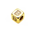 Golden square charm with letter B and micro-pave cubic zirconia for DIY jewelry - 14k Gold Plated 6mm (2.5mm Hole) / Letter B - Gold