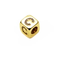 6mm gold micro-pave zircon cube bead with letter C for DIY jewelry making - 14k Gold Plated 6mm (2.5mm Hole) / Letter C - Gold