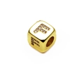6mm gold-plated cube bead with zircon-inlaid letter F for DIY jewelry making - 14k Gold Plated 6mm (2.5mm Hole) / Letter F - Gold