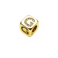 Golden 6mm micro-pave zircon cube bead featuring letter G for DIY jewelry making - 14k Gold Plated 6mm (2.5mm Hole) / Letter G - Gold