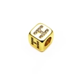 Golden 6mm cube charm bead with letter H and micro-paved cubic zirconia for DIY jewelry - 14k Gold Plated 6mm (2.5mm Hole) / Letter H - Gold