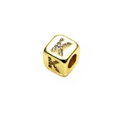 Golden 6mm micro-pave zircon cube bead with letter K for DIY jewelry bracelets - 14k Gold Plated 6mm (2.5mm Hole) / Letter K - Gold