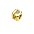 Golden 6mm micro-pave zircon cube bead with letter P for DIY jewelry making - 14k Gold Plated 6mm (2.5mm Hole) / Letter P - Gold
