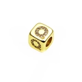 6mm gold-plated alphabet Q bead with micro-paved cubic zirconia for DIY jewelry - 14k Gold Plated 6mm (2.5mm Hole) / Letter Q - Gold
