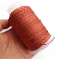 Hilo trenzado rojo y dorado brillante en carrete blanco para pulseras DIY - 4 Hebras / Rojo/Dorado