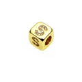 6mm gold-plated alphabet S bead with micro-pave cubic zirconia for DIY jewelry - 14k Gold Plated 6mm (2.5mm Hole) / Letter S - Gold
