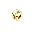 Golden 6mm micro-paved cubic zircon alphabet T bead for DIY bracelet and necklace - 14k Gold Plated 6mm (2.5mm Hole) / Letter T - Gold