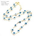 Goldene Kupferhalskette mit blauen 6,8mm Evil Eye Perlen und 45cm langer Kette - Halskette / Weiß