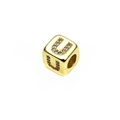 6mm gold-plated alphabet U charm bead with micro-pave cubic zirconia for DIY jewelry - 14k Gold Plated 6mm (2.5mm Hole) / Letter U - Gold