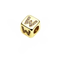 6mm gold cube bead with letter W and white zircon stones for DIY jewelry making - 14k Gold Plated 6mm (2.5mm Hole) / Letter W - Gold